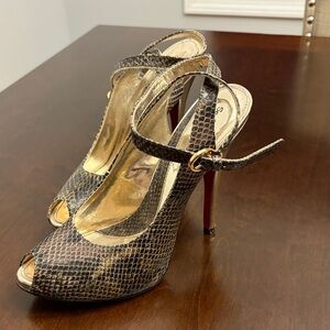 Sergio Zelcer Snakeskin Peep-Toe Heels